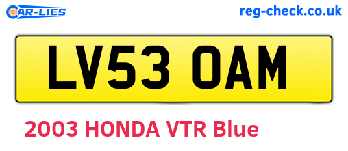 LV53OAM are the vehicle registration plates.