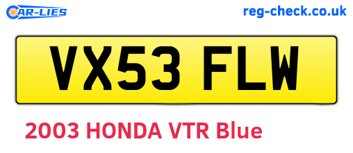 VX53FLW are the vehicle registration plates.