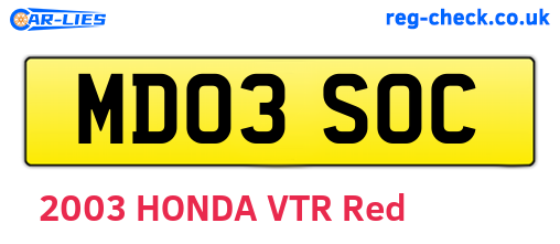 MD03SOC are the vehicle registration plates.