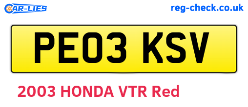 PE03KSV are the vehicle registration plates.