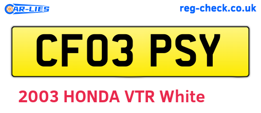 CF03PSY are the vehicle registration plates.