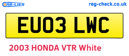 EU03LWC are the vehicle registration plates.