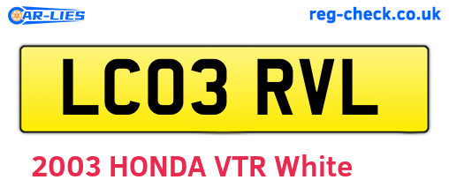 LC03RVL are the vehicle registration plates.