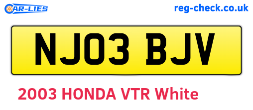 NJ03BJV are the vehicle registration plates.
