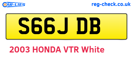 S66JDB are the vehicle registration plates.