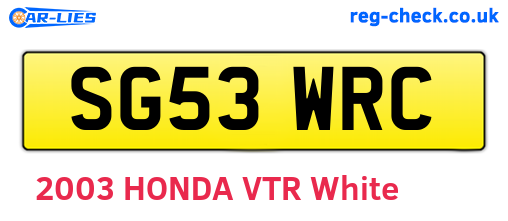 SG53WRC are the vehicle registration plates.