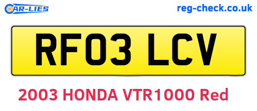 RF03LCV are the vehicle registration plates.