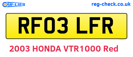RF03LFR are the vehicle registration plates.