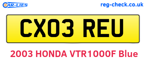 CX03REU are the vehicle registration plates.