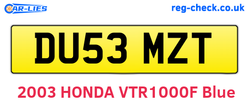 DU53MZT are the vehicle registration plates.