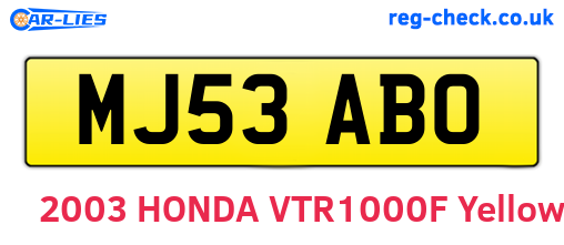 MJ53ABO are the vehicle registration plates.
