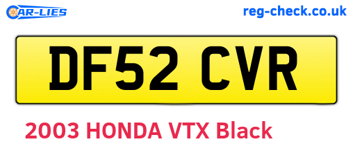 DF52CVR are the vehicle registration plates.