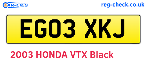 EG03XKJ are the vehicle registration plates.