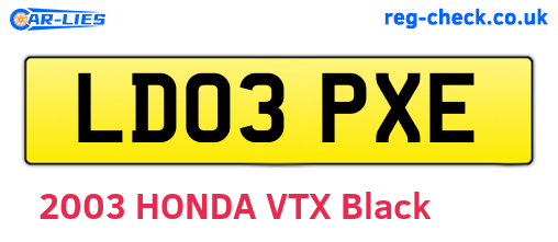 LD03PXE are the vehicle registration plates.