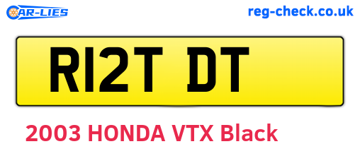 R12TDT are the vehicle registration plates.