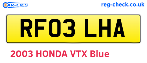 RF03LHA are the vehicle registration plates.