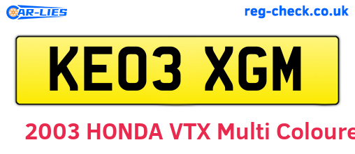 KE03XGM are the vehicle registration plates.