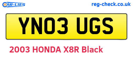 YN03UGS are the vehicle registration plates.