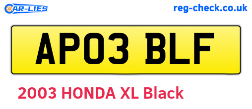 AP03BLF are the vehicle registration plates.