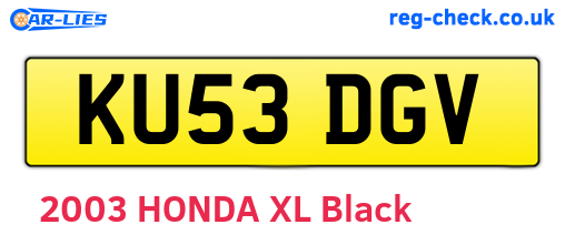 KU53DGV are the vehicle registration plates.