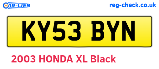 KY53BYN are the vehicle registration plates.