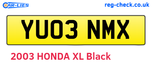 YU03NMX are the vehicle registration plates.