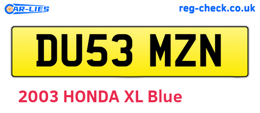 DU53MZN are the vehicle registration plates.