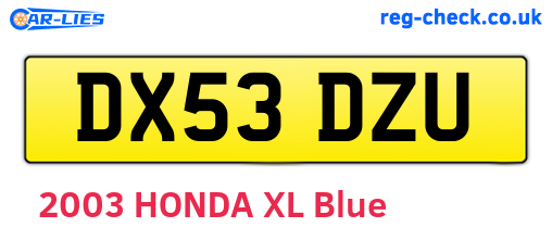 DX53DZU are the vehicle registration plates.