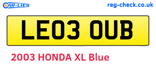 LE03OUB are the vehicle registration plates.