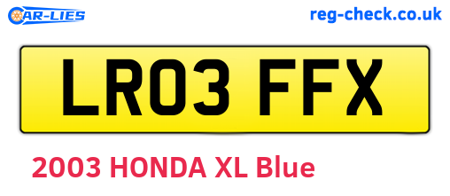 LR03FFX are the vehicle registration plates.