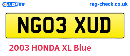 NG03XUD are the vehicle registration plates.