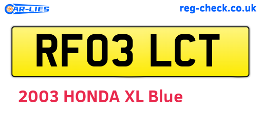 RF03LCT are the vehicle registration plates.