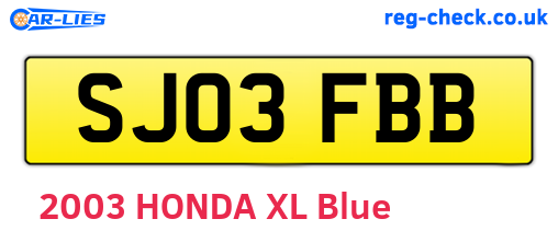 SJ03FBB are the vehicle registration plates.