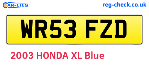 WR53FZD are the vehicle registration plates.