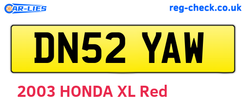 DN52YAW are the vehicle registration plates.