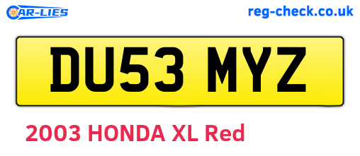 DU53MYZ are the vehicle registration plates.