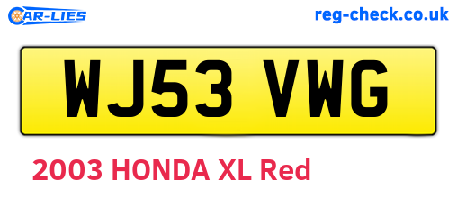 WJ53VWG are the vehicle registration plates.