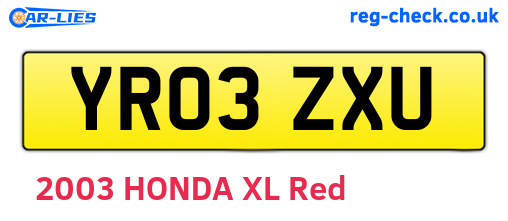 YR03ZXU are the vehicle registration plates.