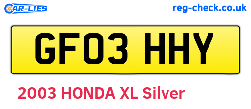 GF03HHY are the vehicle registration plates.