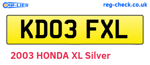 KD03FXL are the vehicle registration plates.