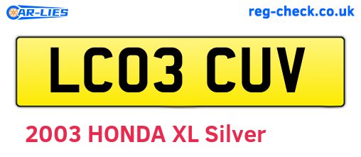 LC03CUV are the vehicle registration plates.