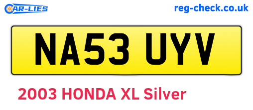 NA53UYV are the vehicle registration plates.