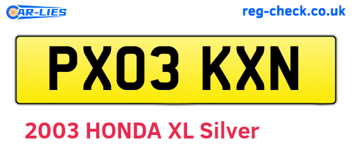 PX03KXN are the vehicle registration plates.