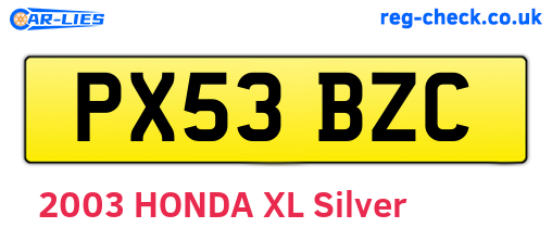 PX53BZC are the vehicle registration plates.