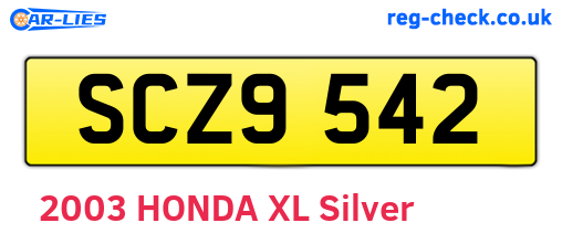 SCZ9542 are the vehicle registration plates.