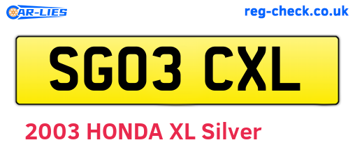 SG03CXL are the vehicle registration plates.