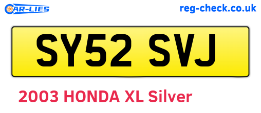 SY52SVJ are the vehicle registration plates.