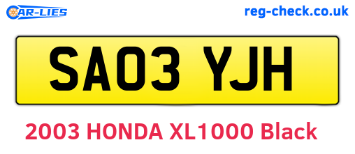 SA03YJH are the vehicle registration plates.