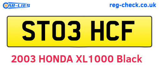 ST03HCF are the vehicle registration plates.