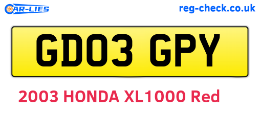 GD03GPY are the vehicle registration plates.
